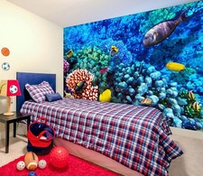 Carta da parati 3D animale pesce viola I6037 autoadesiva adesivo rimovibile Erin