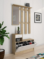 Mobile Da Ingresso Con Specchio E Scarpiera, Entratina Con Cassetto, Legno, 100 