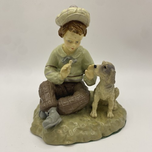 Vintage ceramic boy and dog - boy,