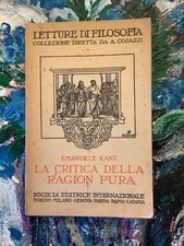 Letture di filosofia La critica della ragion pura Emanuele Kant 1946