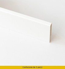 Set 5 Battiscopa in MDF 1,1 x 8 cm x Larghezza 240 cm 5 colore Bianco DecHome