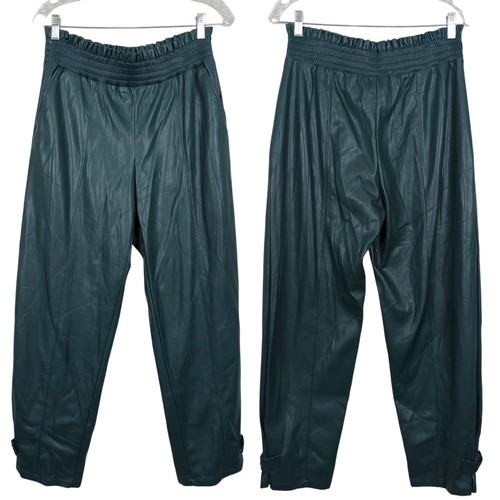 Pantalone verde ecopelle