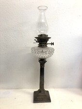 LAMPADA a PETROLIO Hinks & Son's VITTORIANA BASE CANDELIERE SHEFFIELD CRISTALLO