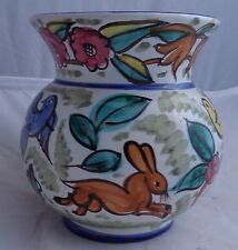 VASETTO CERAMICA DECORAZIONE FLOREALE ANIMALI CANTAGALLI ITALY P/47 FINE ANNI40 