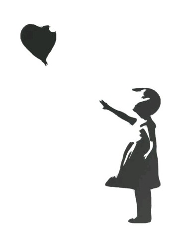 Stencil girl with balloon - stencil,