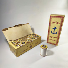 10 rocchetti COTONE BIANCO per RICAMO Cucirini Cantoni Coats ANCORA vintage box