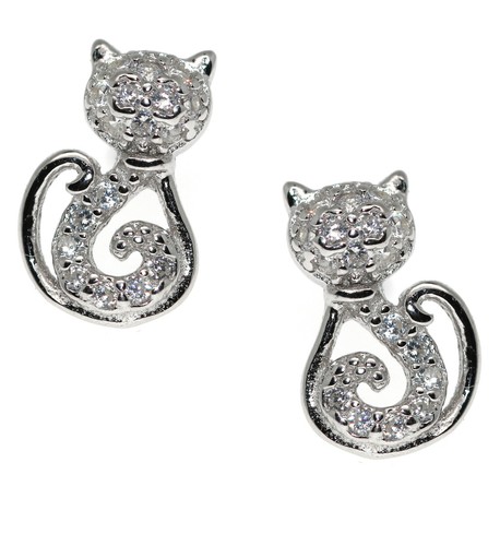 Orecchini argento 925 gatto - 925,
