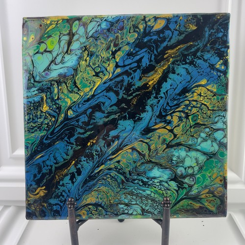 Quadro astratto arte fluida - , di