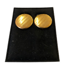 ORECCHINI CLIP BOTTONE ORO A RIGHE BIGIOTTERIA VINTAGE ANNI 70-90 CM 2