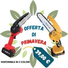 Mini motosega a catena con 2 batterie 21V per potatura - Giallo o Rosso
