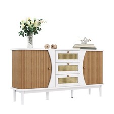 Credenza Rattan Bianco 140 cm