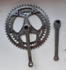 Guarnitura bici uomo sport d'epoca, in acciaio,  doppia corona. Bianchi Legnano