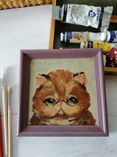 Dipinto Olio Gattino Gatto