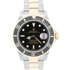 Rolex Submariner Date 40 mm NERO bicolore oro giallo 18 carati fibbia oro 16613