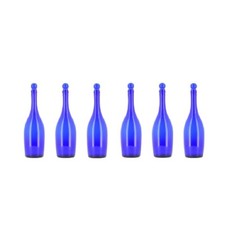6x Bottiglia in Vetro Blu per