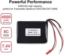 Crazepony 4000mAh 2S batteria lipo 8C/16C 7,4V connettore JST JR per spettro DX9 DX8