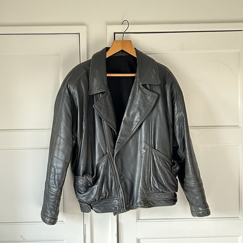 Giacca pelle nera - , vintage