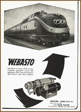 PUBBLICITA' 1957 TRANS EUROP EXPRESS TRENO TEE WEBASTO AUTO MOTRICI O. MALVISI