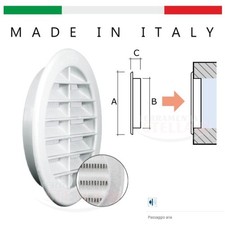 GRIGLIA PLASTICA TONDA INCASSO MURO RETE Ø 100 AREAZIONE AERAZIONE PER TUBI