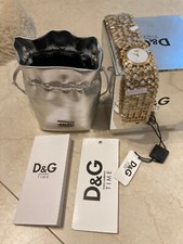 NUOVO Lady's Dolce and Gabbana D&G DW0244 oro rischioso cristallo Swarovski RARO OROLOGIO