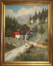 Vecchio Quadro a Olio Panorama