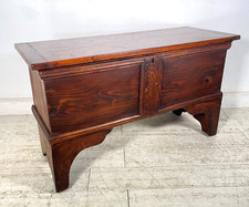 ANTICA PICCOLA CASSAPANCA legno 104 cm epoca 1900 OLD WOOD CHEST FORZIERE ABETE