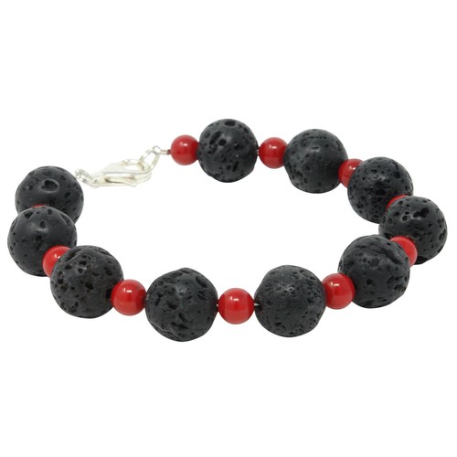 Bracciale lava corallo - bracciale, in