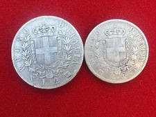 Numismatica Savoia REGNO D'ITALIA 2 Monete 1 LIRA 1867 e 2 LIRE 1863