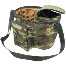 BORSA TRACOLLA MIMETICA per RACCOLTA FUNGHI con CESTO in VIMINI cm 38x28x22