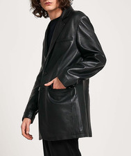 Blazer pelle nero uomo pura