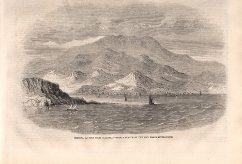 Stampa antica messina veduta - antica,