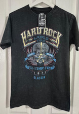 T-shirt nera manica corta uomo Hard Rock Cafe World Tour Glasgow taglia small ottime condizioni
