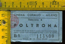 Biglietto Teatro Cinema CORALLO Milano Poltrona j 259