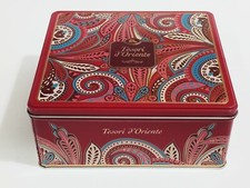 Scatola in Lamiera Biscotti Barattolo di Latta da Collezione Tesori D'Oriente 