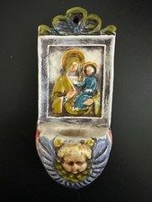 Acquasantiera ceramica Studio d'Arte Venezia fatta e dipinta a mano vetrificata