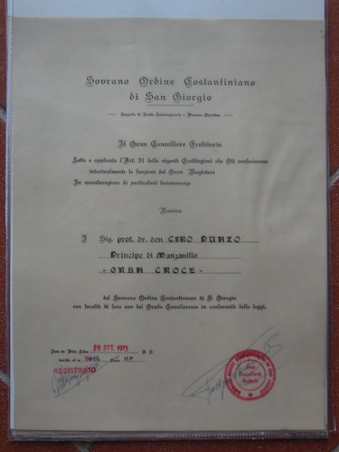 Attestato per gran croce - attestato,
