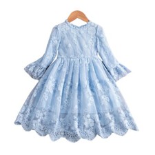 Abito Vestito Bambina Blu Ricamato Principessa Cerimonia Festa  3-7anni Tutu