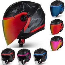 CRUIZER Casco Jet Moto Scooter Omologato ECE Doppia Visiera Caschi Uomo/Donna