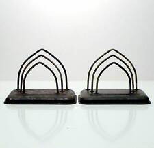 Coppia di portacarte da scrivania in metallo anni '30 decò antico vintage v126