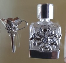 BOTTIGLIETTA PORTAPROFUMO VETRO E ARGENTO 925 CON MARCASITE IMBUTINO COORDINATO