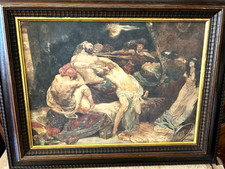 SANSONE CATTURATO DAI FILISDEI BELLISSIMO INTENSO DIPINTO XIX SECOLO