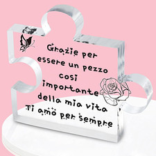 Idee Regalo Donna Uomo Natale, Puzzle a Blocchi in Acrilico Inciso, San Valentin