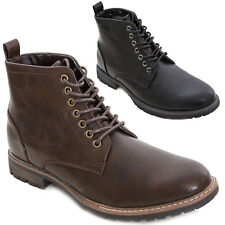 Scarpe uomo stivaletti stringati polacchine ecopelle anfibi eleganti nuovi Y09