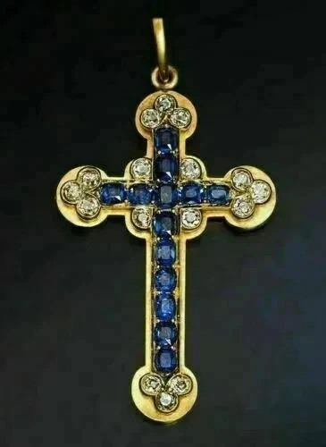 Ciondolo croce uomo - , zaffiro