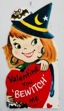 Biglietto San Valentino Strega Vintage, "Strega" Halloween Vintage San Valentino Card