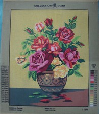 Canovaccio mezzopunto mezzo punto SENZA FILI 50x60 var.5 VASO DI FIORI.