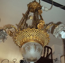 antico lampadario liberty in fusione anni 20 restaurato
