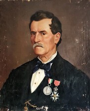 Antico Dipinto | Ritratto di Ufficiale con Legion d'Onore | olio su tela, 1876