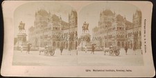 STEREOVIEW - Bombay India - Istituto Meccanico 1899 B.W.Kilburn