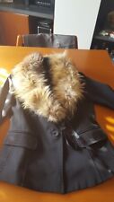 tailleur donna con gonna nero X"S Milano con collo in pelliccia staccabile 
